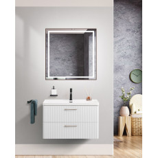 Подвесная тумба с раковиной Belbagno DUE, 80 см Белый металлик DUE-800-2C-SO-BM-P + BB-8076-3-80