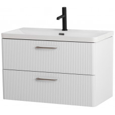 Подвесная тумба с раковиной Belbagno DUE, 80 см Белый металлик DUE-800-2C-SO-BM-P + BB-8076-3-80