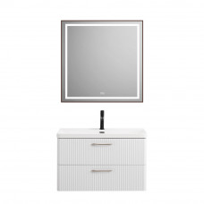 Подвесная тумба с раковиной Belbagno DUE, 80 см Белый металлик DUE-800-2C-SO-BM-P + BB-8076-3-80