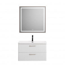 Подвесная тумба с раковиной Belbagno DUE, 80 см Белый металлик DUE-800-2C-SO-BM-P + BB-8076-3-80