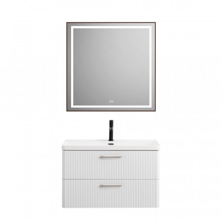 Подвесная тумба с раковиной Belbagno DUE, 80 см Белый металлик DUE-800-2C-SO-BM-P + BB-8076-3-80 Подвесная тумба с раковиной Belbagno DUE, 80 см Белый металлик DUE-800-2C-SO-BM-P + BB-8076-3-80