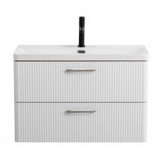 Подвесная тумба с раковиной Belbagno DUE, 80 см Белый металлик DUE-800-2C-SO-BM-P + BB-8076-3-80