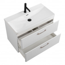 Подвесная тумба с раковиной Belbagno DUE, 80 см Белый металлик DUE-800-2C-SO-BM-P + BB-8076-3-80
