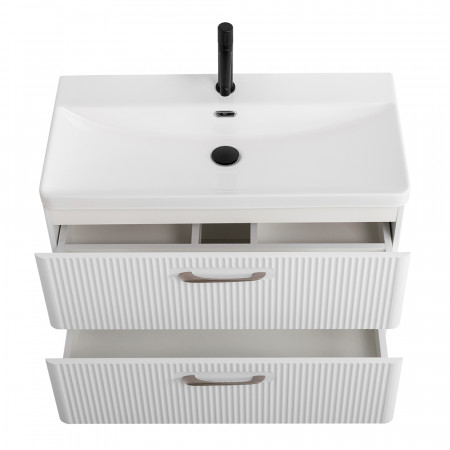 Подвесная тумба с раковиной Belbagno DUE, 80 см Белый металлик DUE-800-2C-SO-BM-P + BB-8076-3-80 Подвесная тумба с раковиной Belbagno DUE, 80 см Белый металлик DUE-800-2C-SO-BM-P + BB-8076-3-80