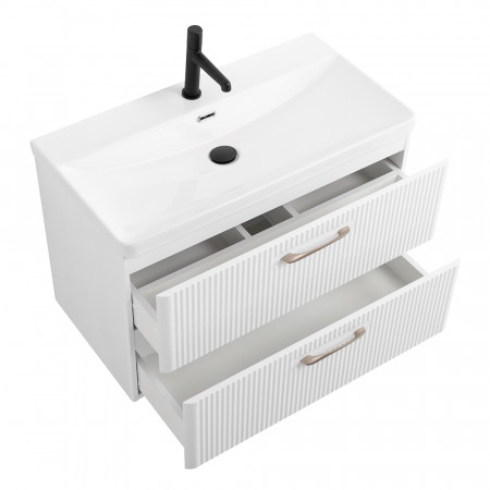 Подвесная тумба с раковиной Belbagno DUE, 80 см Bianco Lucido DUE-800-2C-SO-BL-P + BB-8076-3-80 Подвесная тумба с раковиной Belbagno DUE, 80 см Bianco Lucido DUE-800-2C-SO-BL-P + BB-8076-3-80