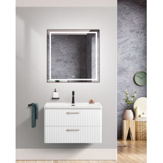 Подвесная тумба с раковиной Belbagno DUE, 80 см Bianco Lucido DUE-800-2C-SO-BL-P + BB-8076-3-80