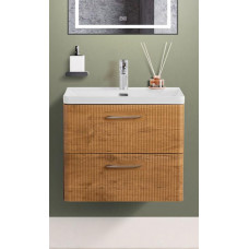 Подвесная тумба с раковиной Belbagno DUE 60 см Rovere Nature DUE-600-2C-SO-RN-P + BB-8076-3-60