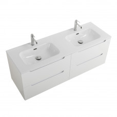Тумба BelBagno ETNA-1200-4C-SO-2-BL с 2-й раковиной BelBagno BB1200-2-ETL, Bianco Lucido
