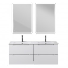 Тумба BelBagno ETNA-1200-4C-SO-2-BL с 2-й раковиной BelBagno BB1200-2-ETL, Bianco Lucido