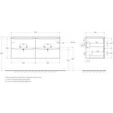 Тумба BelBagno ETNA-1200-4C-SO-2-RW с 2-й раковиной BelBagno BB1200-2-ETL, Rovere Moro