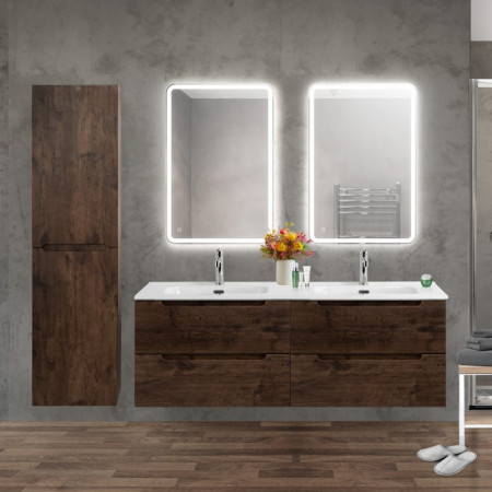 Тумба BelBagno ETNA-1200-4C-SO-2-RW с 2-й раковиной BelBagno BB1200-2-ETL, Rovere Moro Тумба BelBagno ETNA-1200-4C-SO-2-RW с 2-й раковиной BelBagno BB1200-2-ETL, Rovere Moro