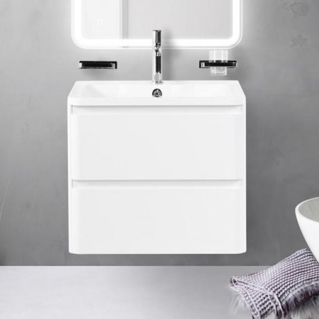 Тумба подвесная с раковиной BelBagno ALBANO-600-2C-SO-BL Bianco Lucido, раковина BB600/455-LV-MR-ALR Тумба подвесная с раковиной BelBagno ALBANO-600-2C-SO-BL Bianco Lucido, раковина BB600/455-LV-MR-ALR