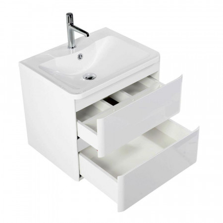 Тумба подвесная с раковиной BelBagno ALBANO-600-2C-SO-BL Bianco Lucido, раковина BB600/455-LV-MR-ALR Тумба подвесная с раковиной BelBagno ALBANO-600-2C-SO-BL Bianco Lucido, раковина BB600/455-LV-MR-ALR