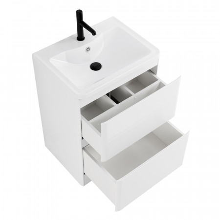 Тумба напольная с раковиной BelBagno ALBANO-600-2C-PIA-BL Bianco Lucido, раковина BB600/455-LV-MR-ALR Тумба напольная с раковиной BelBagno ALBANO-600-2C-PIA-BL Bianco Lucido, раковина BB600/455-LV-MR-ALR
