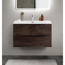 Тумба с раковиной подвесная BelBagno MARINO-CER-MINI-800-2C-SO-RNG-P Rovere Nature Grigio, раковина белая BB-8099-3-80
