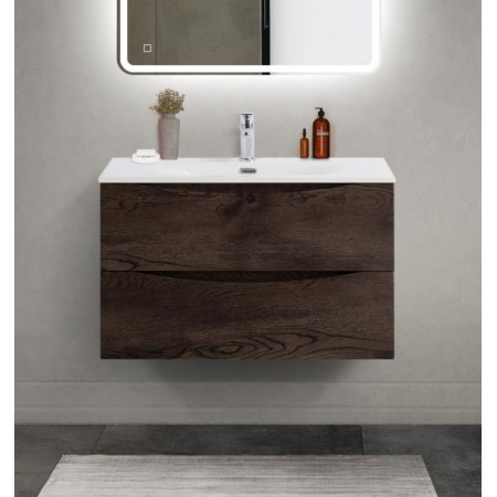 Тумба с раковиной подвесная BelBagno MARINO-CER-MINI-800-2C-SO-RNG-P Rovere Nature Grigio, раковина белая BB-8099-3-80 Тумба с раковиной подвесная BelBagno MARINO-CER-MINI-800-2C-SO-RNG-P Rovere Nature Grigio, раковина белая BB-8099-3-80