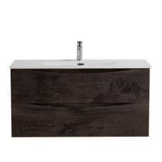 Тумба с раковиной подвесная BelBagno MARINO-CER-N-1000-2C-SO-RNG-P Rovere Nature Grigio, раковина белая BB-8099-100