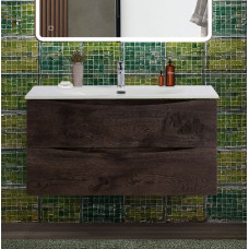 Тумба с раковиной подвесная BelBagno MARINO-CER-N-1000-2C-SO-RNG-P Rovere Nature Grigio, раковина белая BB-8099-100