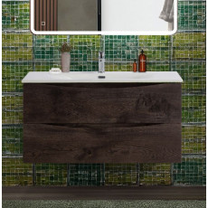 Тумба с раковиной подвесная BelBagno MARINO-CER-N-1000-2C-SO-RNG-P Rovere Nature Grigio, раковина белая BB-8099-100