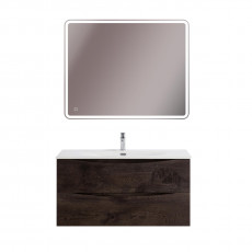 Тумба с раковиной подвесная BelBagno MARINO-CER-N-1000-2C-SO-RNG-P Rovere Nature Grigio, раковина белая BB-8099-100