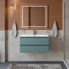 Тумба с раковиной подвесная BelBagno KRAFT-800-2C-SO-AO Голубой матовый, раковина белая BB-8099-80