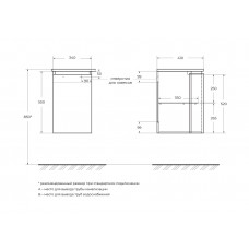 Мебель для ванной чаша справа Cezares VAGUE 104 Antacite 44221+44229