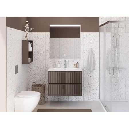 Тумба с раковиной подвесная BelBagno UNO-MINI-800-2C-SO-СO Бежевый матовый, раковина белая BB-8099-3-80 Тумба с раковиной подвесная BelBagno UNO-MINI-800-2C-SO-СO Бежевый матовый, раковина белая BB-8099-3-80