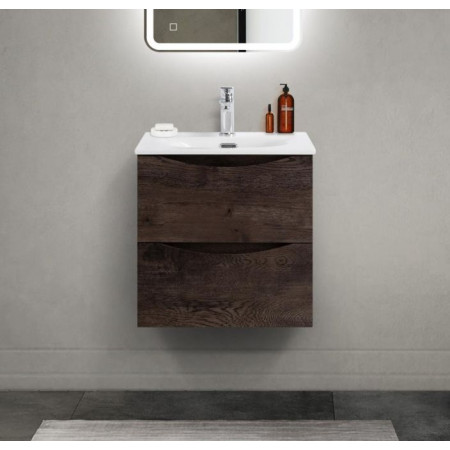 Тумба с раковиной подвесная BelBagno MARINO-CER-MINI-500-2C-SO-RNG-P Rovere Nature Grigio, раковина белая BB-8099-3-50 Тумба с раковиной подвесная BelBagno MARINO-CER-MINI-500-2C-SO-RNG-P Rovere Nature Grigio, раковина белая BB-8099-3-50