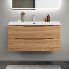 Тумба с раковиной подвесная BelBagno MARINO-CER-MINI-1000-2C-SO-WO-P Rovere Bianco, раковина белая BB-8099-3-100