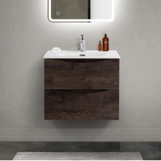 Тумба с раковиной подвесная BelBagno MARINO-CER-MINI-600-2C-SO-RNG-P Rovere Nature Grigio, раковина белая BB-8099-3-60