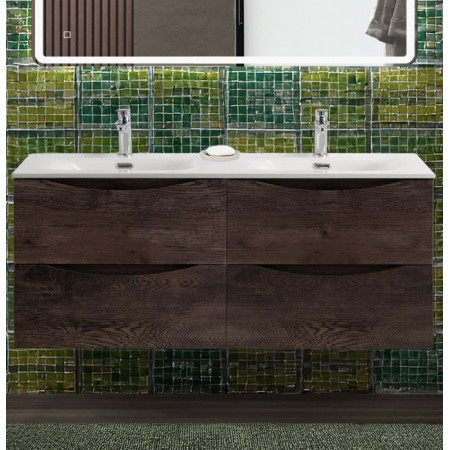 Тумба с раковиной подвесная BelBagno MARINO-CER-N-1200-4C-SO-RNG-P Rovere Nature Grigio, раковина белая BB-8099-120-2 с 2-я чашами Тумба с раковиной подвесная BelBagno MARINO-CER-N-1200-4C-SO-RNG-P Rovere Nature Grigio, раковина белая BB-8099-120-2 с 2-я чашами