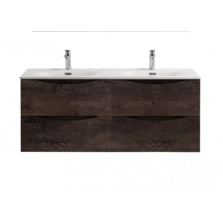 Тумба с раковиной подвесная BelBagno MARINO-CER-N-1200-4C-SO-RNG-P Rovere Nature Grigio, раковина белая BB-8099-120-2 с 2-я чашами Тумба с раковиной подвесная BelBagno MARINO-CER-N-1200-4C-SO-RNG-P Rovere Nature Grigio, раковина белая BB-8099-120-2 с 2-я чашами
