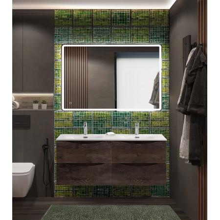 Тумба с раковиной подвесная BelBagno MARINO-CER-N-1200-4C-SO-RNG-P Rovere Nature Grigio, раковина белая BB-8099-120-2 с 2-я чашами Тумба с раковиной подвесная BelBagno MARINO-CER-N-1200-4C-SO-RNG-P Rovere Nature Grigio, раковина белая BB-8099-120-2 с 2-я чашами