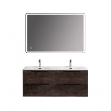 Тумба с раковиной подвесная BelBagno MARINO-CER-N-1200-4C-SO-RNG-P Rovere Nature Grigio, раковина белая BB-8099-120-2 с 2-я чашами