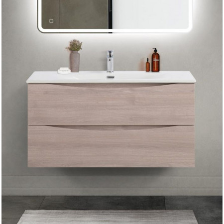 Тумба с раковиной подвесная BelBagno MARINO-CER-MINI-1000-2C-SO-RG-P Rovere Grigio, раковина белая BB-8099-3-100 Тумба с раковиной подвесная BelBagno MARINO-CER-MINI-1000-2C-SO-RG-P Rovere Grigio, раковина белая BB-8099-3-100