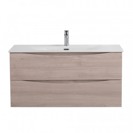 Тумба с раковиной подвесная BelBagno MARINO-CER-MINI-1000-2C-SO-RG-P Rovere Grigio, раковина белая BB-8099-3-100 Тумба с раковиной подвесная BelBagno MARINO-CER-MINI-1000-2C-SO-RG-P Rovere Grigio, раковина белая BB-8099-3-100
