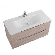 Тумба с раковиной подвесная BelBagno MARINO-CER-MINI-1000-2C-SO-RG-P Rovere Grigio, раковина белая BB-8099-3-100