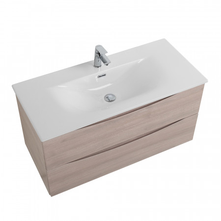 Тумба с раковиной подвесная BelBagno MARINO-CER-MINI-1000-2C-SO-RG-P Rovere Grigio, раковина белая BB-8099-3-100 Тумба с раковиной подвесная BelBagno MARINO-CER-MINI-1000-2C-SO-RG-P Rovere Grigio, раковина белая BB-8099-3-100