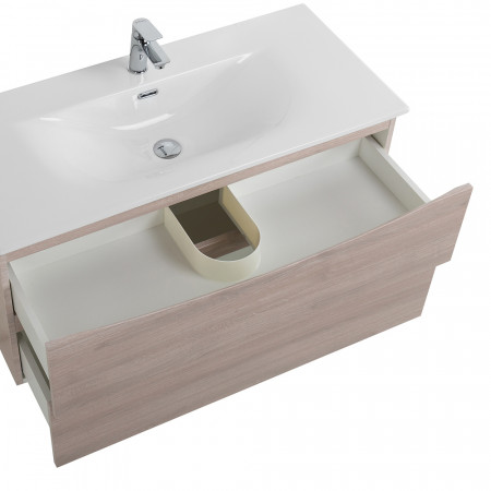 Тумба с раковиной подвесная BelBagno MARINO-CER-MINI-1000-2C-SO-RG-P Rovere Grigio, раковина белая BB-8099-3-100 Тумба с раковиной подвесная BelBagno MARINO-CER-MINI-1000-2C-SO-RG-P Rovere Grigio, раковина белая BB-8099-3-100