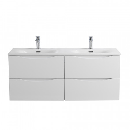 Тумба с раковиной подвесная BelBagno MARINO-CER-N-1200-4C-SO-BO-P Bianco Opaco, раковина белая BB-8099-120-2 с 2-я чашами Тумба с раковиной подвесная BelBagno MARINO-CER-N-1200-4C-SO-BO-P Bianco Opaco, раковина белая BB-8099-120-2 с 2-я чашами