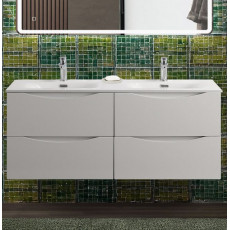 Тумба с раковиной подвесная BelBagno MARINO-CER-N-1200-4C-SO-BO-P Bianco Opaco, раковина белая BB-8099-120-2 с 2-я чашами