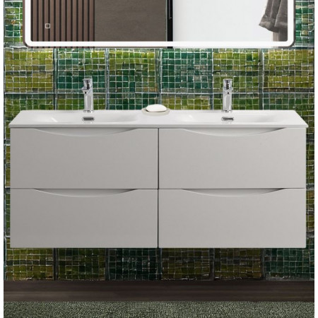 Тумба с раковиной подвесная BelBagno MARINO-CER-N-1200-4C-SO-BO-P Bianco Opaco, раковина белая BB-8099-120-2 с 2-я чашами Тумба с раковиной подвесная BelBagno MARINO-CER-N-1200-4C-SO-BO-P Bianco Opaco, раковина белая BB-8099-120-2 с 2-я чашами