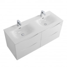 Тумба с раковиной подвесная BelBagno MARINO-CER-N-1200-4C-SO-BO-P Bianco Opaco, раковина белая BB-8099-120-2 с 2-я чашами