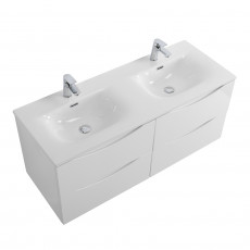Тумба с раковиной подвесная BelBagno MARINO-CER-N-1200-4C-SO-BO-P Bianco Opaco, раковина белая BB-8099-120-2 с 2-я чашами