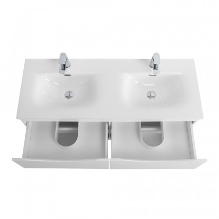 Тумба с раковиной подвесная BelBagno MARINO-CER-N-1200-4C-SO-BO-P Bianco Opaco, раковина белая BB-8099-120-2 с 2-я чашами Тумба с раковиной подвесная BelBagno MARINO-CER-N-1200-4C-SO-BO-P Bianco Opaco, раковина белая BB-8099-120-2 с 2-я чашами