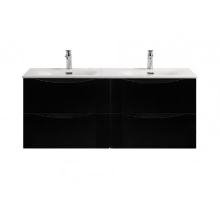 Тумба с раковиной подвесная BelBagno MARINO-CER-N-1200-4C-SO-NL-P Nero Lucido, раковина белая BB-8099-120-2 с 2-я чашами Тумба с раковиной подвесная BelBagno MARINO-CER-N-1200-4C-SO-NL-P Nero Lucido, раковина белая BB-8099-120-2 с 2-я чашами