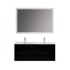 Тумба с раковиной подвесная BelBagno MARINO-CER-N-1200-4C-SO-NL-P Nero Lucido, раковина белая BB-8099-120-2 с 2-я чашами