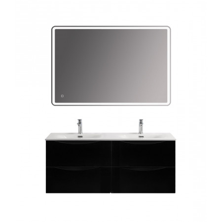 Тумба с раковиной подвесная BelBagno MARINO-CER-N-1200-4C-SO-NL-P Nero Lucido, раковина белая BB-8099-120-2 с 2-я чашами Тумба с раковиной подвесная BelBagno MARINO-CER-N-1200-4C-SO-NL-P Nero Lucido, раковина белая BB-8099-120-2 с 2-я чашами