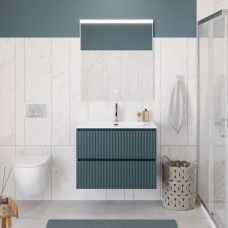 Тумба с раковиной подвесная BelBagno UNO-800-2C-SO-AO Голубой матовый, раковина белая BB-8099-80
