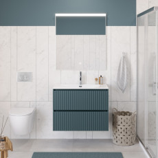 Тумба с раковиной подвесная BelBagno UNO-800-2C-SO-AO Голубой матовый, раковина белая BB-8099-80